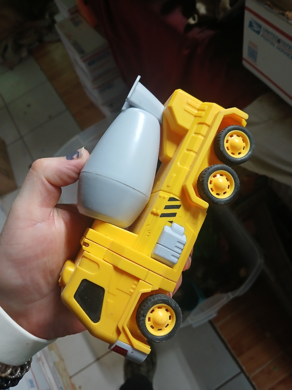 Yellow and Gray Cement Mixer Toy Truck for Kids - Durable Play Vehicle